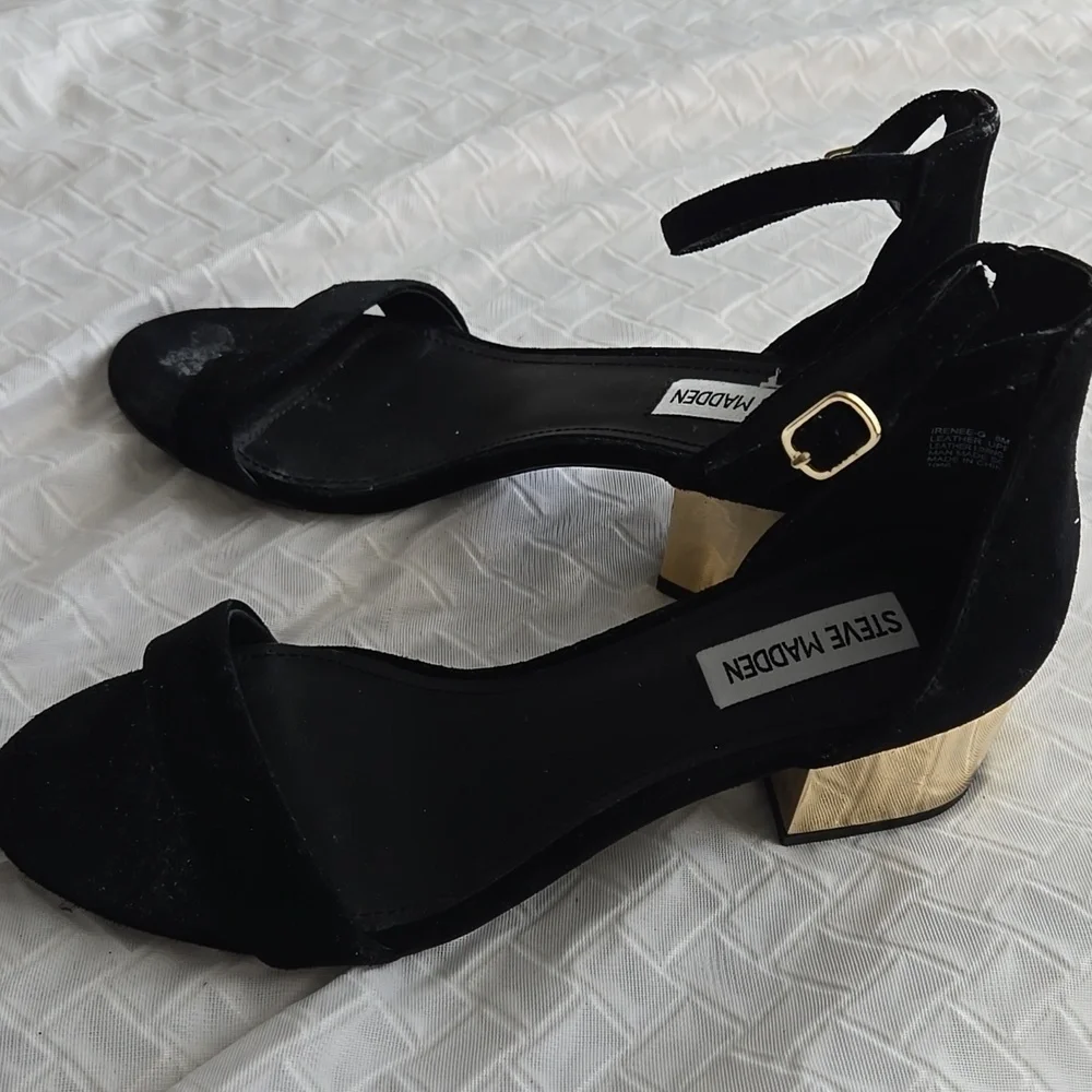 Steve Madden Irenee-G Black Women's Strap Block Heel Sandals Summer Shoes Casual
